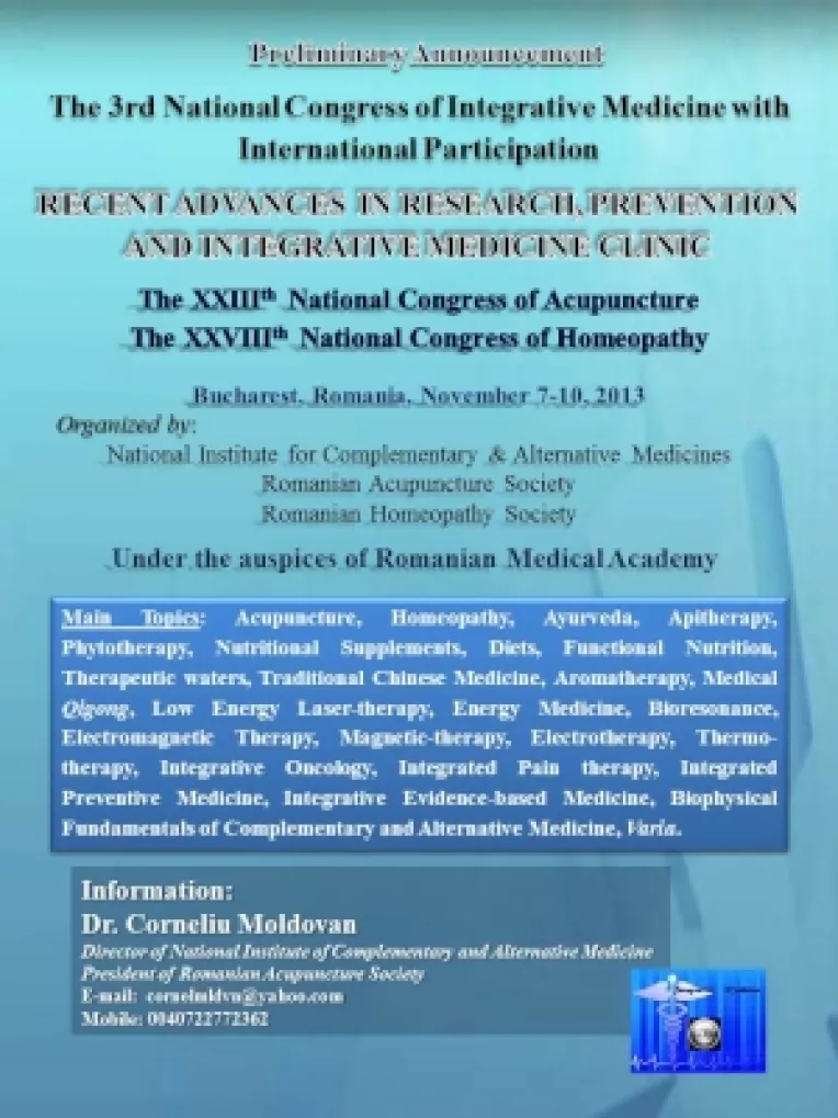 Al 23-lea Congres National de Acupunctura si a 28-lea Congres National de Homeopatie, la Institutul National pentru Medicina Complementara si Alternativa (INMCA)