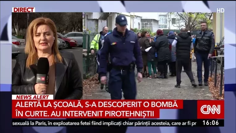 Bomba in curtea unei scoli din Resita. Au intervenit pirotehnistii