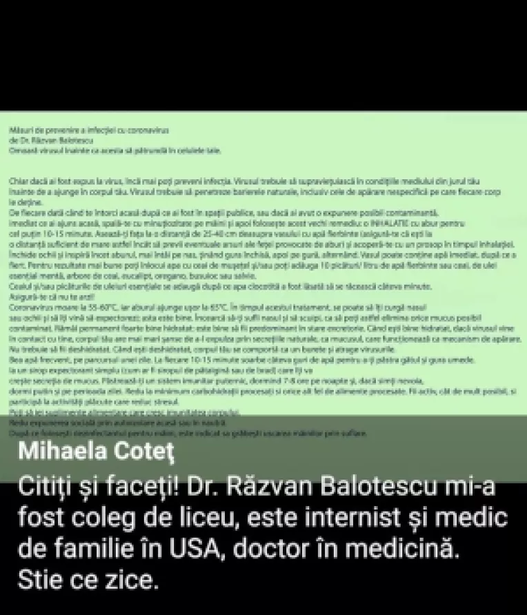 Inhalatiile cu abur: Remediu naturist contra coronavirus